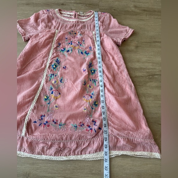 Umgee Pink Short Sleeve Embroidered Mini Dress Size S Spring Floral - Picture 6 of 10